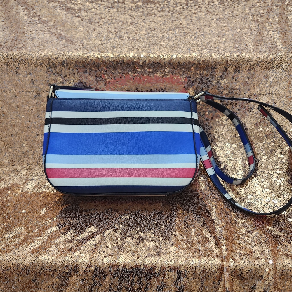 Kate Spade Blue, White and Red Stripes Flap Crossbody Bag - Picture 2 of 9
